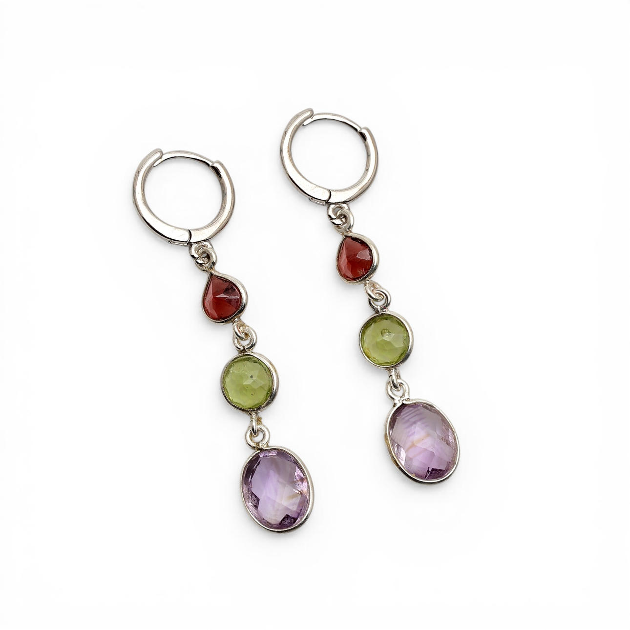 Gemstones long earrings.
