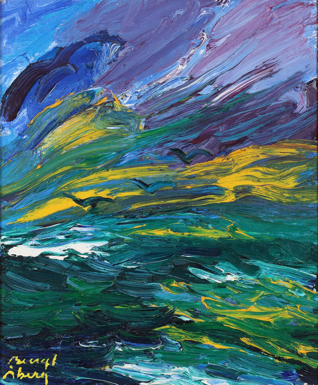 BENGT ÅBERG. “Morgondis”, oil on canvas, signed.