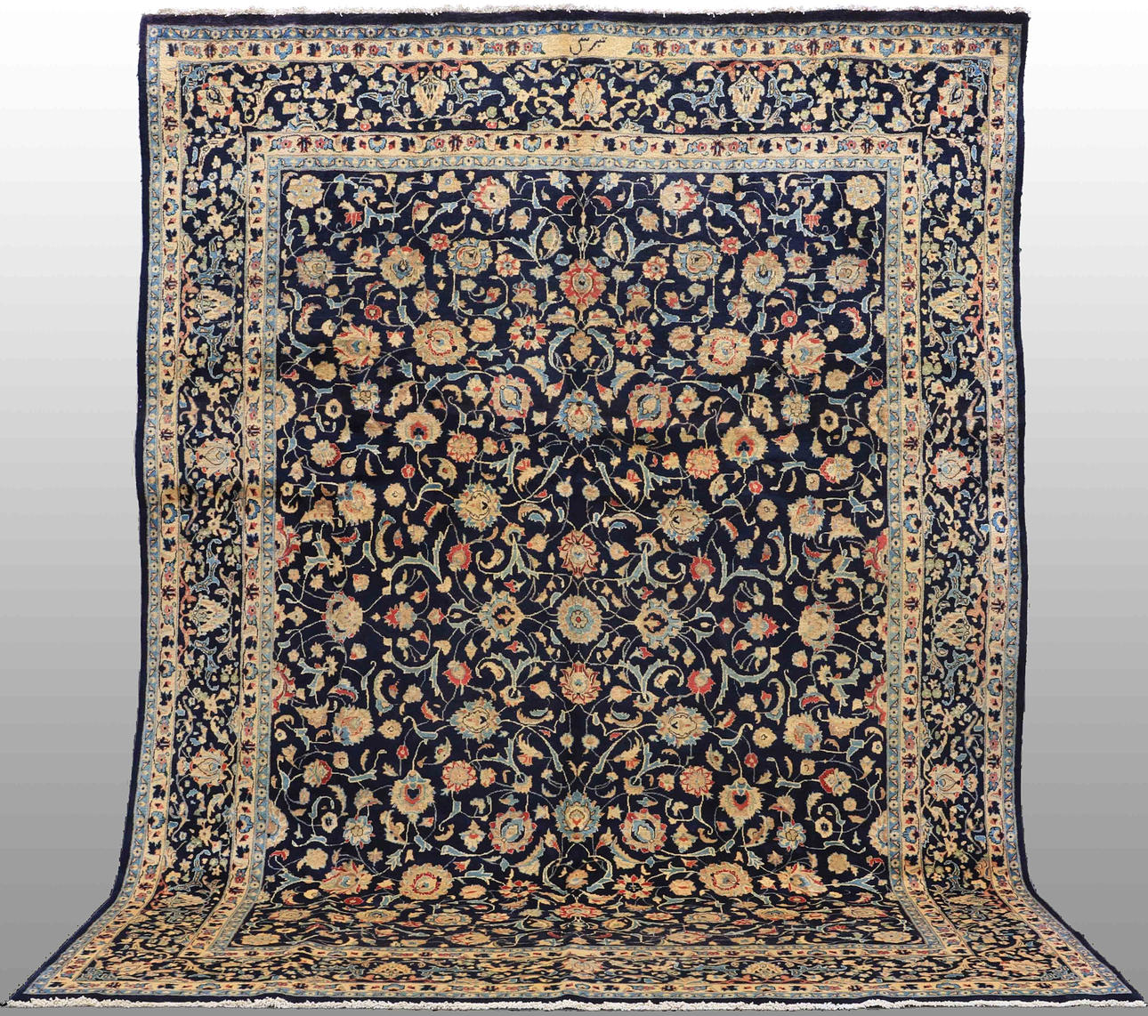 MATTA, persisk, blå kashmar, 385 x 292 cm.