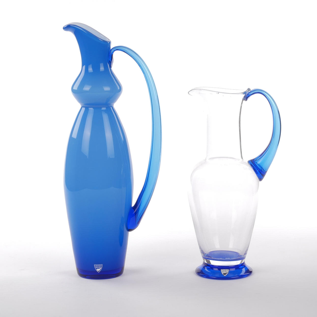 KANNOR, 2 st, glas, bla "Nobel", Orrefors.