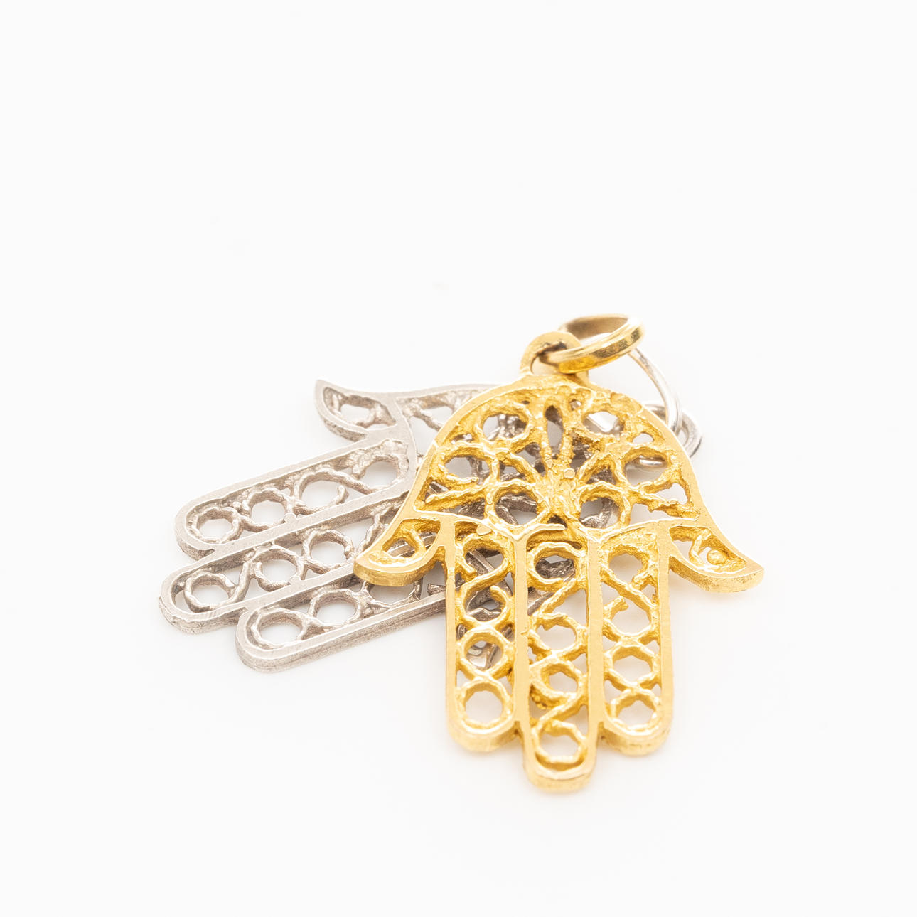 PENDANTS, 2 pcs, 18K gold & Silver.