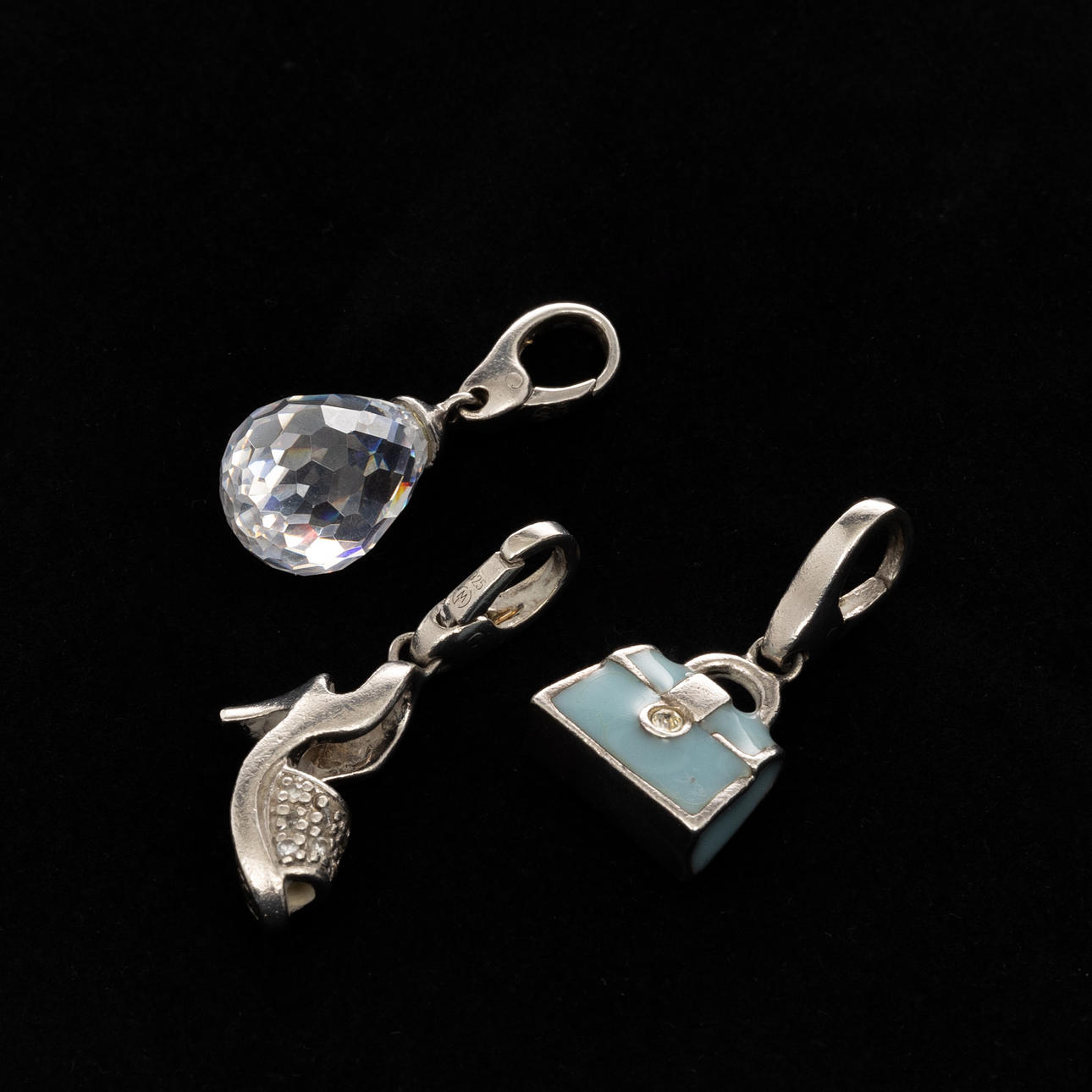 CHARMS, 3 pcs, Silver, Enamel decor.