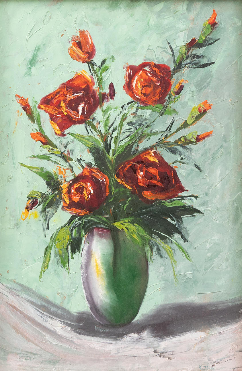 OIDENTIFIERAD KONSTNÄR. Still life, oil on panel, indistinctly signed.