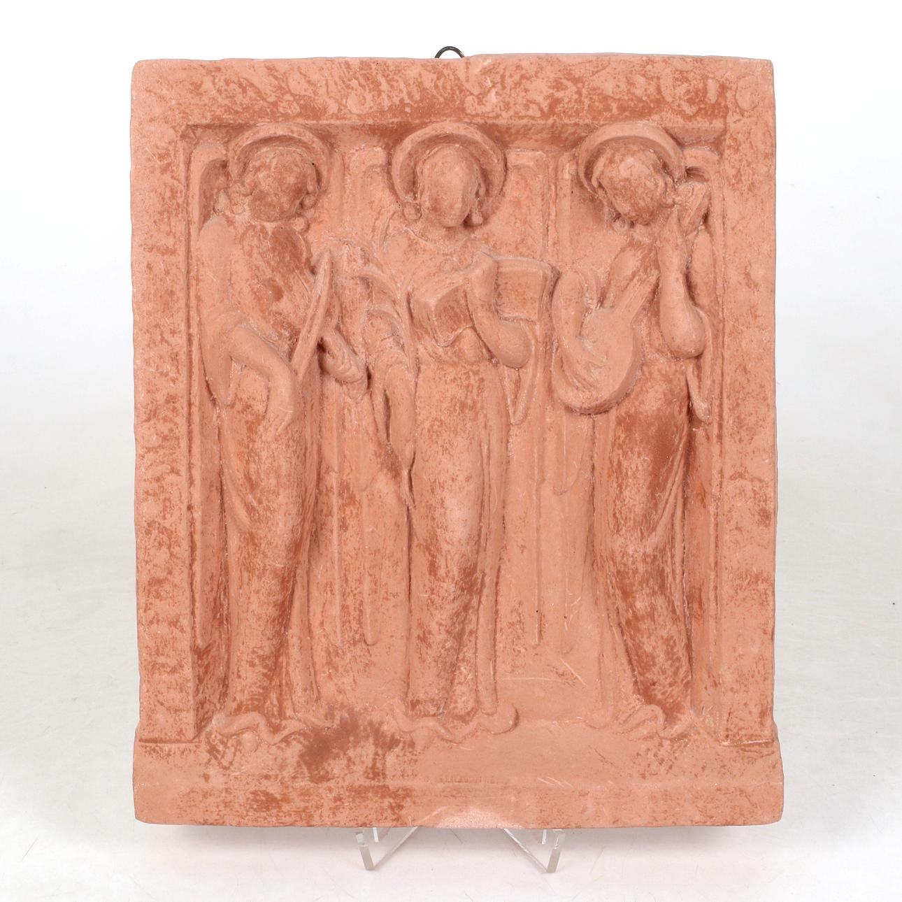 KNUT ANDERSSON. Wall relief, musical angels, painted plaster, monogram signed.