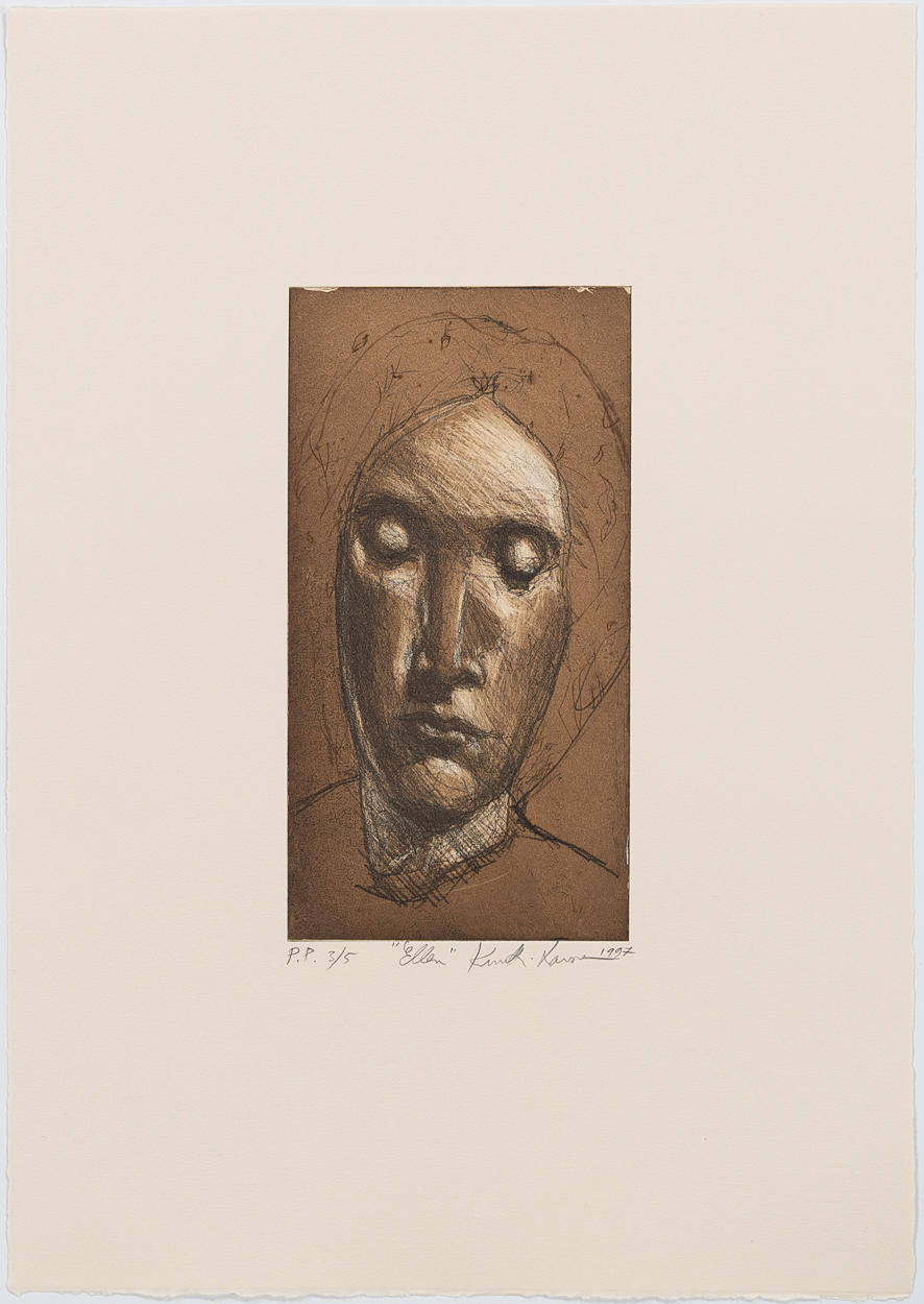 KUUTTI LAVONEN. "Ellen", etsning, oramat blad.