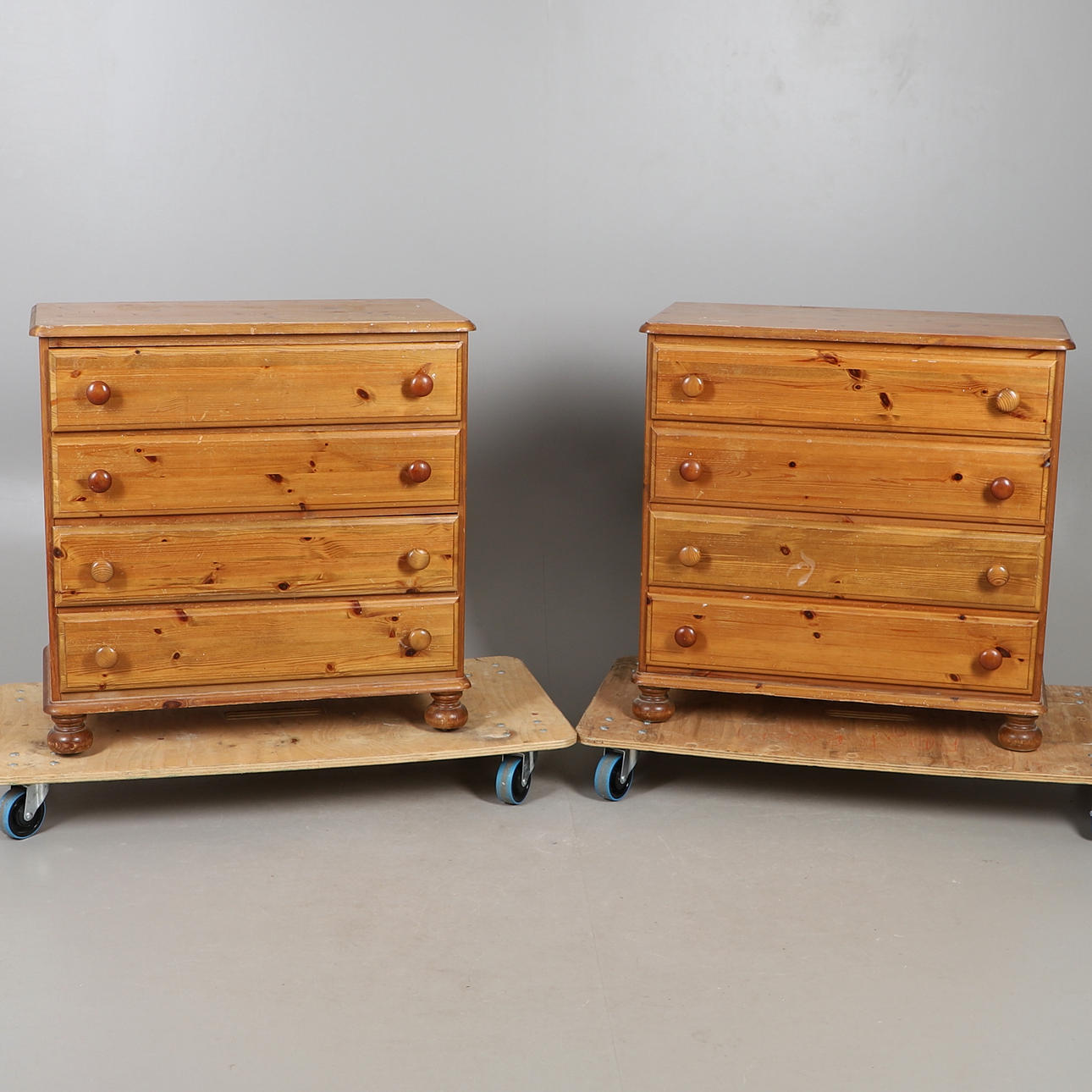 TWO MODERN PINE CHESTS OF DRAWERS.