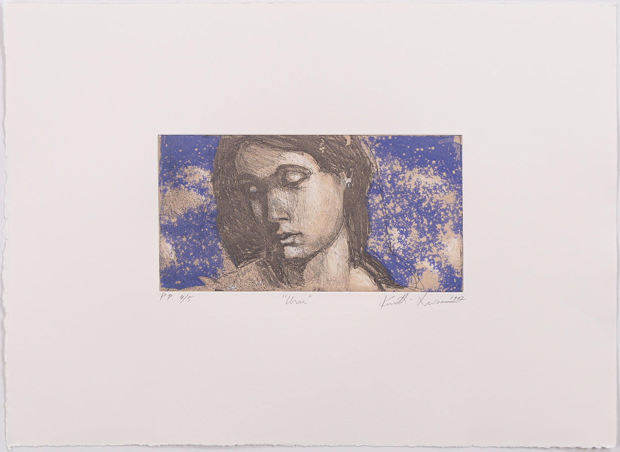 KUUTTI LAVONEN. "Ursa", etsning, oramat blad.