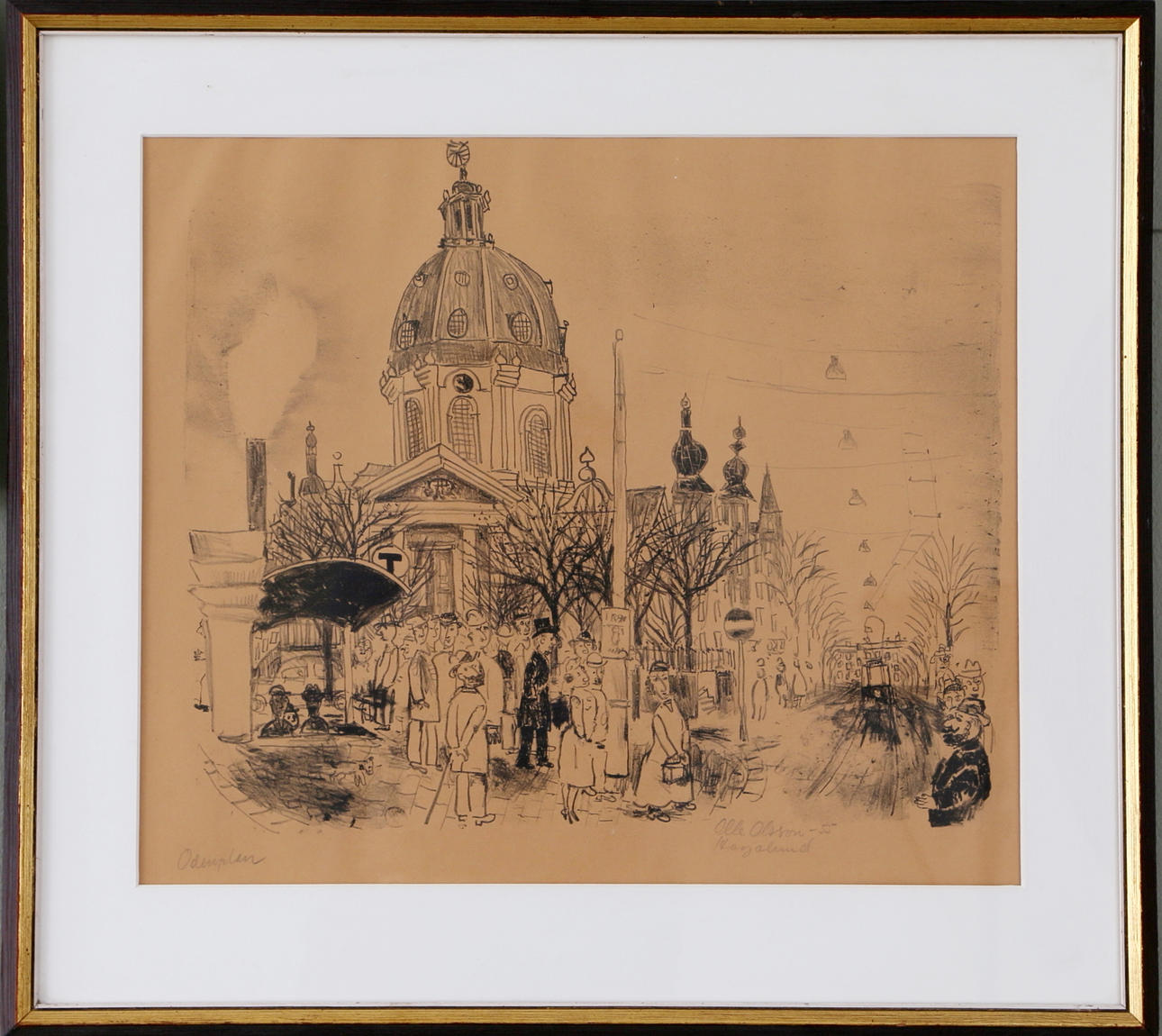 OLLE OLSSON HAGALUND. Litografi, "Odenplan" onumrerad, signerad och daterad 1955.