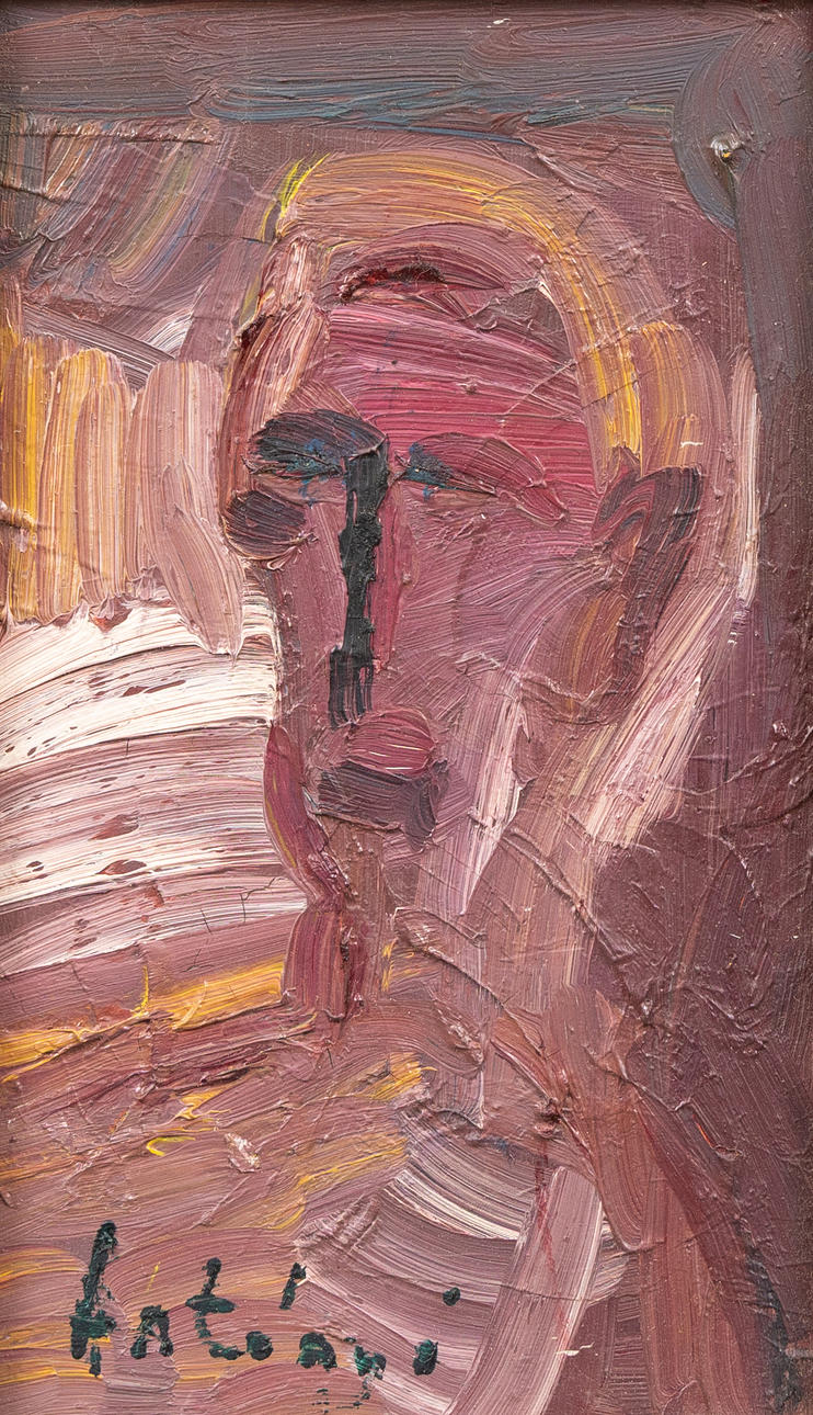 IMRE ANTONYI. Face, oil on panel, signed.