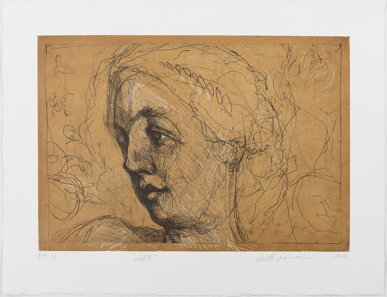 KUUTTI LAVONEN. "Lilith", etsning, oramat blad.