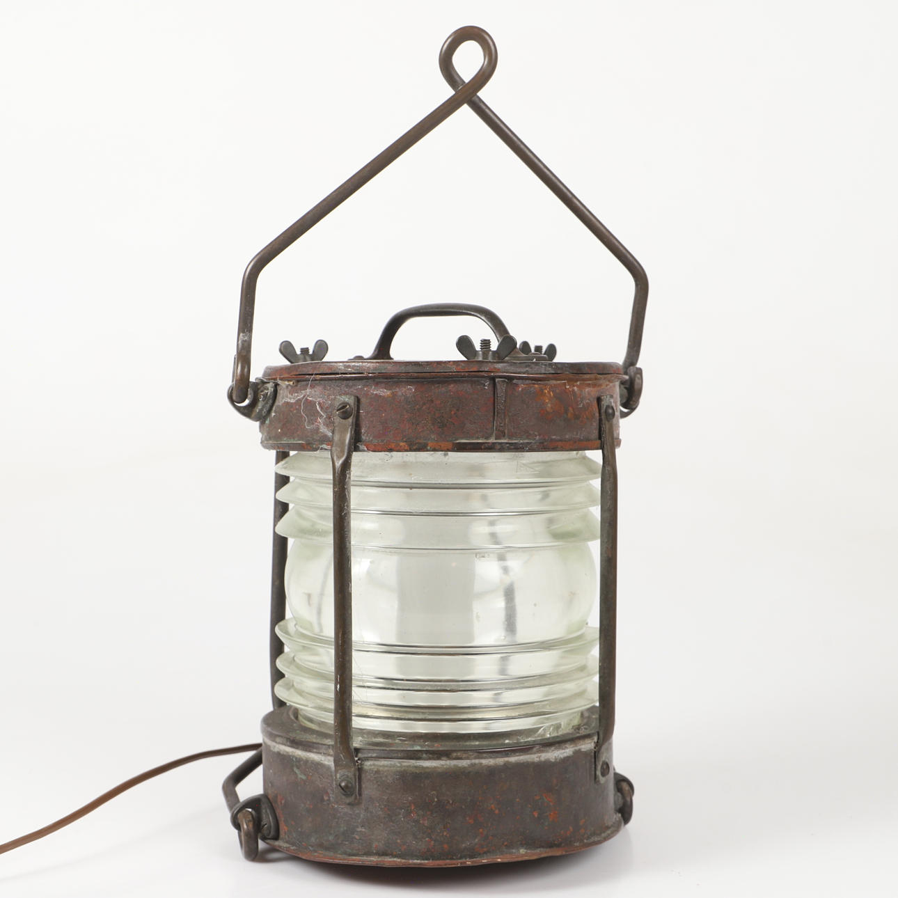 LANTERNA, elektrifierad, glas och koppar, 1900-talets första hälft.