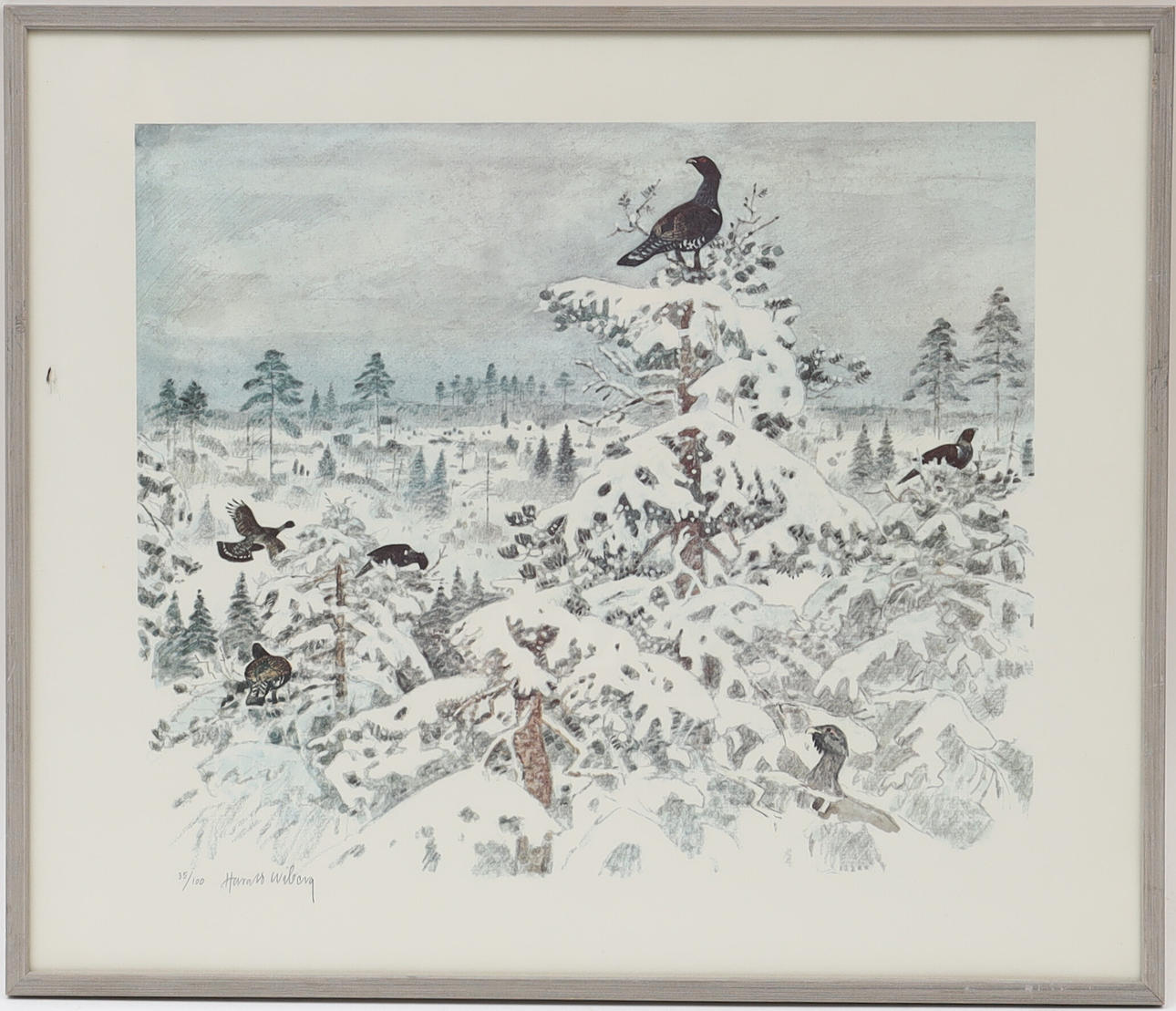 Harald Wiberg,1973 のポスター HARALD WIBERG. Winter image with capers, lithograph in colours