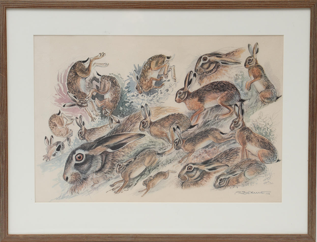 FRANCIS BERILLE. Harstudie, watercolour, signed and dated 76.