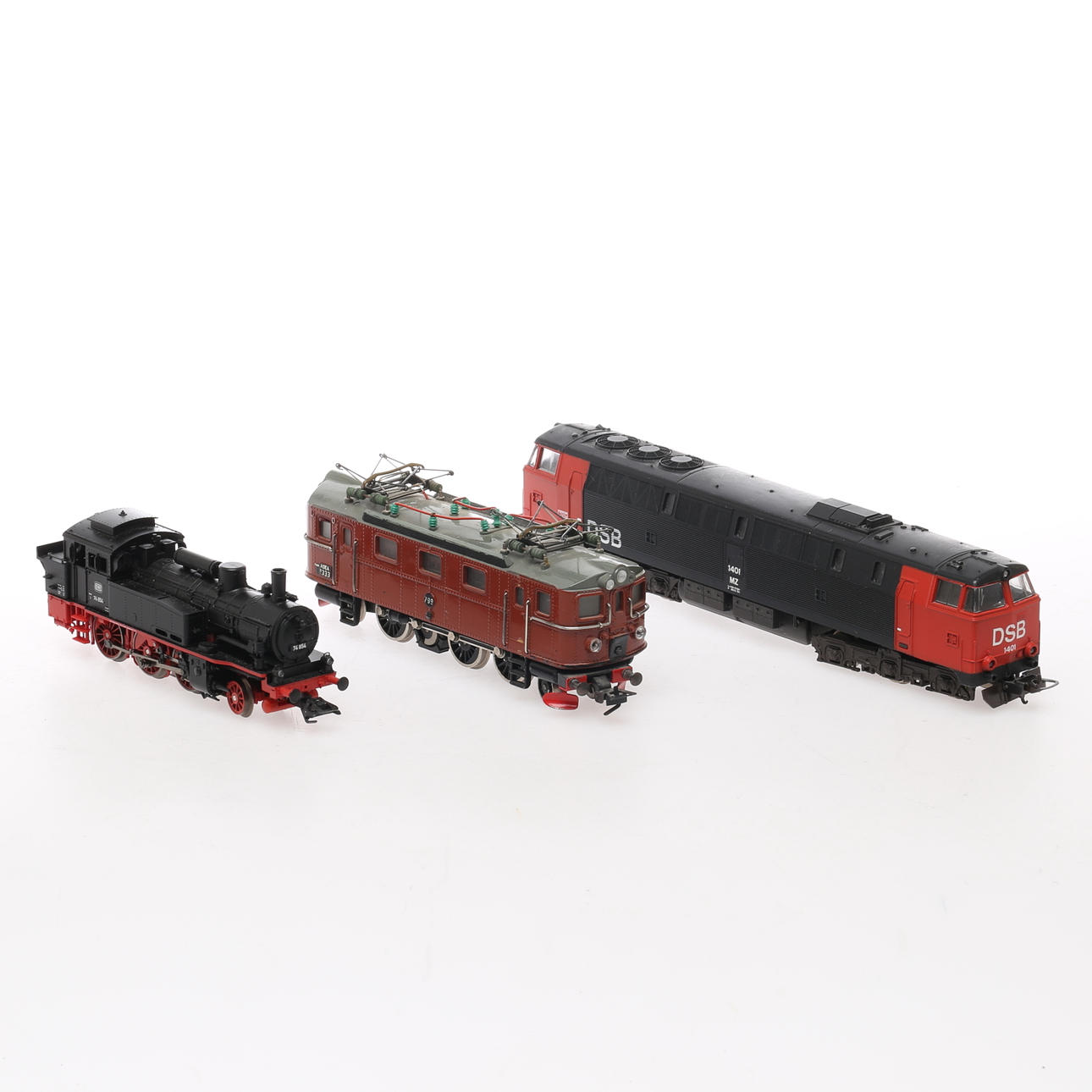 MODELLTÅG tre lok, Märklin, Fleischmann och Lima.