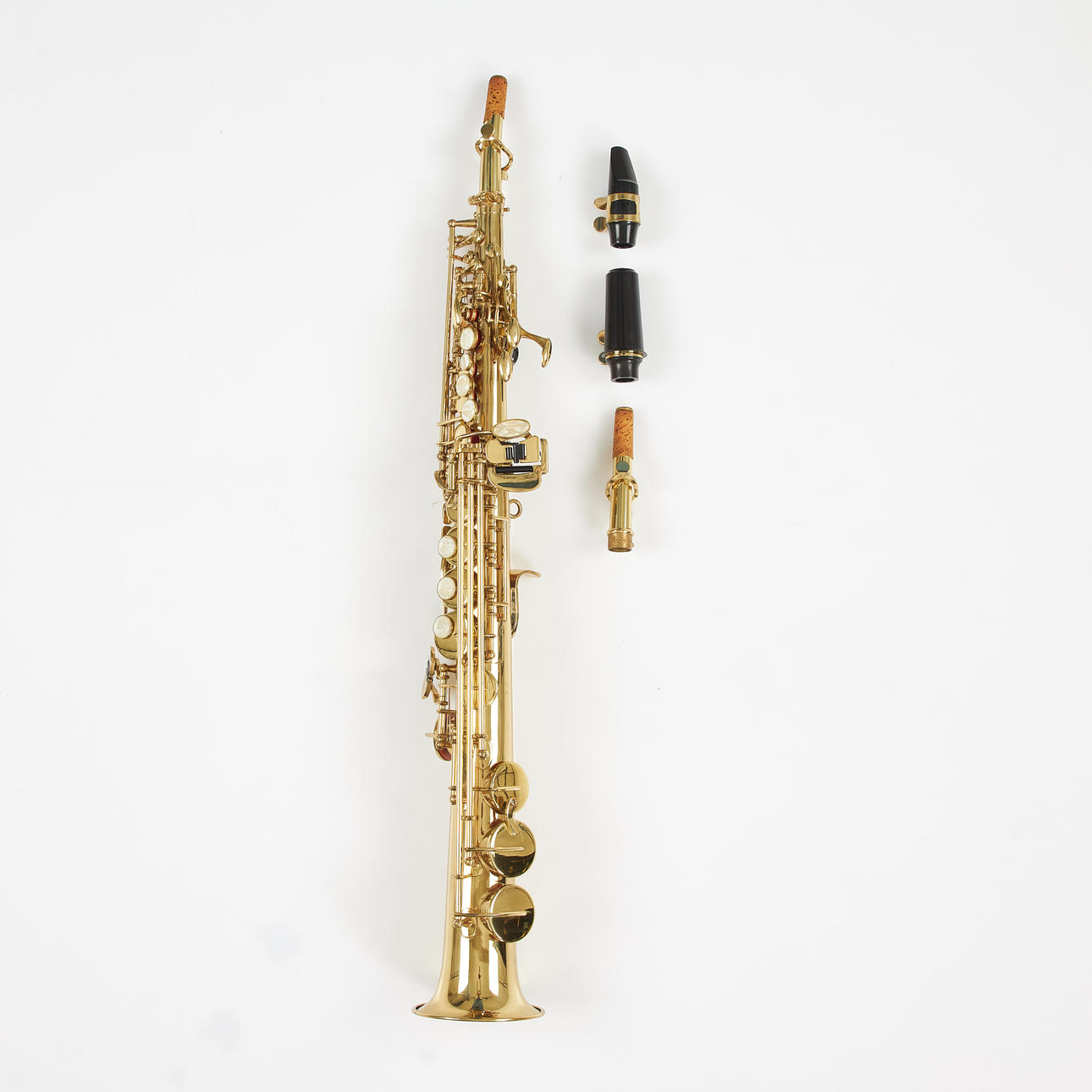 SOPRANO SAXOPHONE. Sky, Usa, gold plated brass, in hard case 