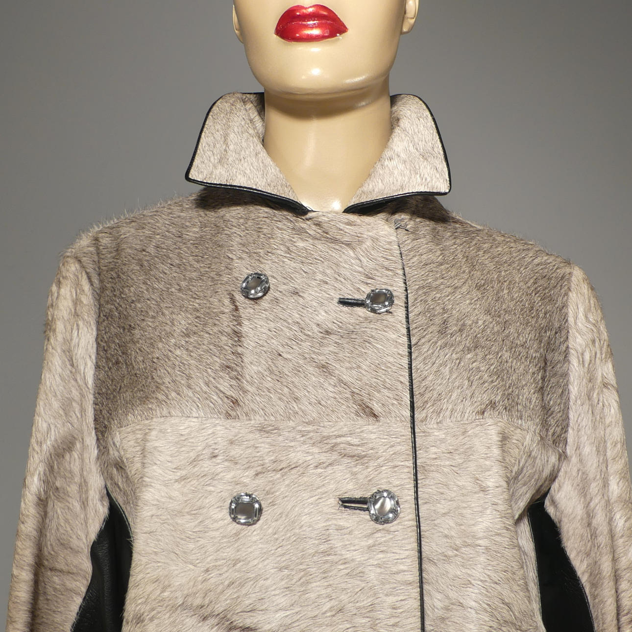 COAT, leather and seal fur.