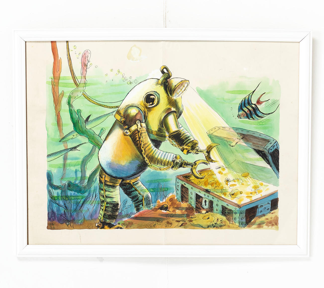 EINAR NORELIUS. mixed media, signed E.N.