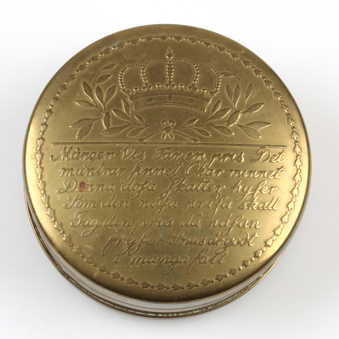 A brass snus box, Skultuna. in 1981.