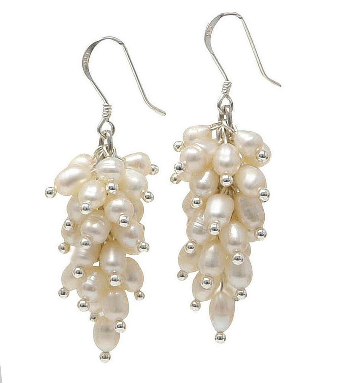 925 SILVER PEARL EARRINGS.