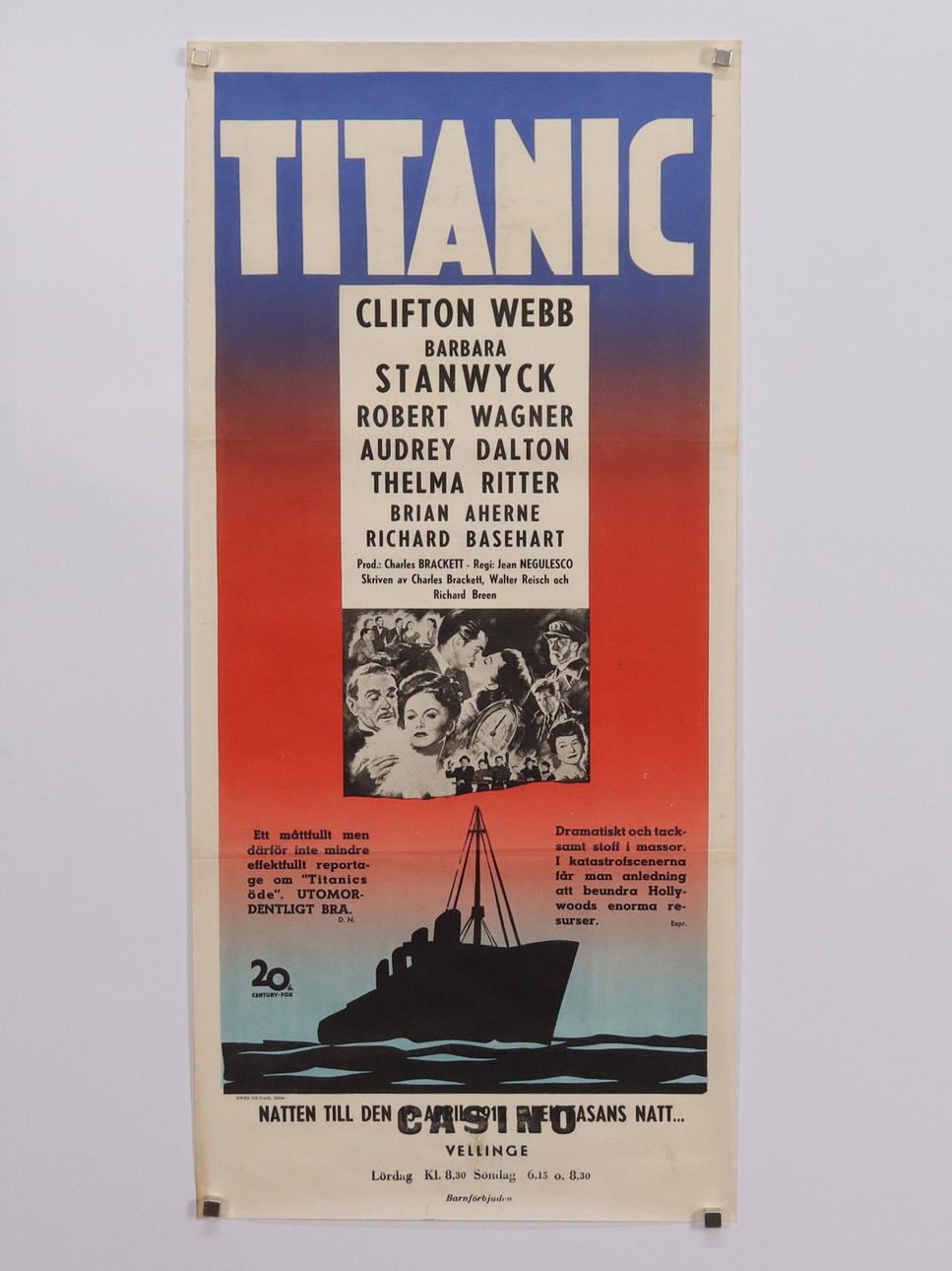 BIOAFFISCH, Titanic, Clifton Webb, 1953.