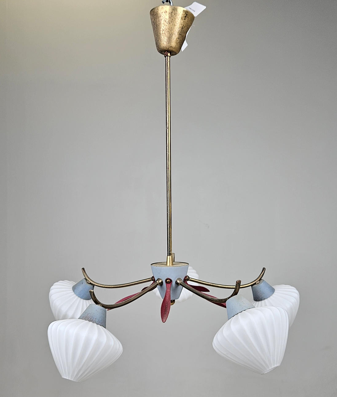 A 1950s/60s ceiling lamp, height approx. 71 cm.
