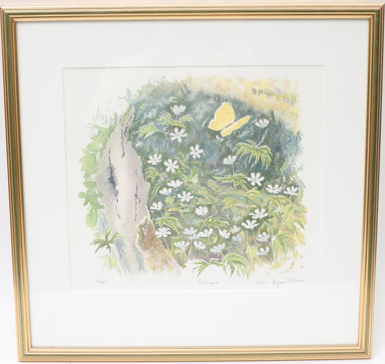 MALIN INGVAR NILSSON. “Vårvingar” Lithograph in colours, signed and numbered.