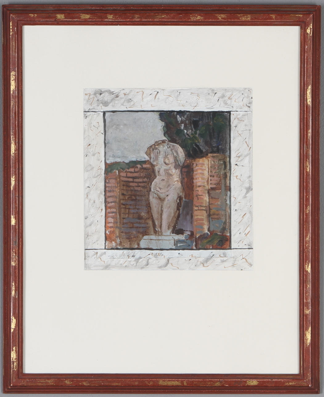 NISSE ZETTERBERG. "Marmor och tegel", blandteknik, monogramsignerad.