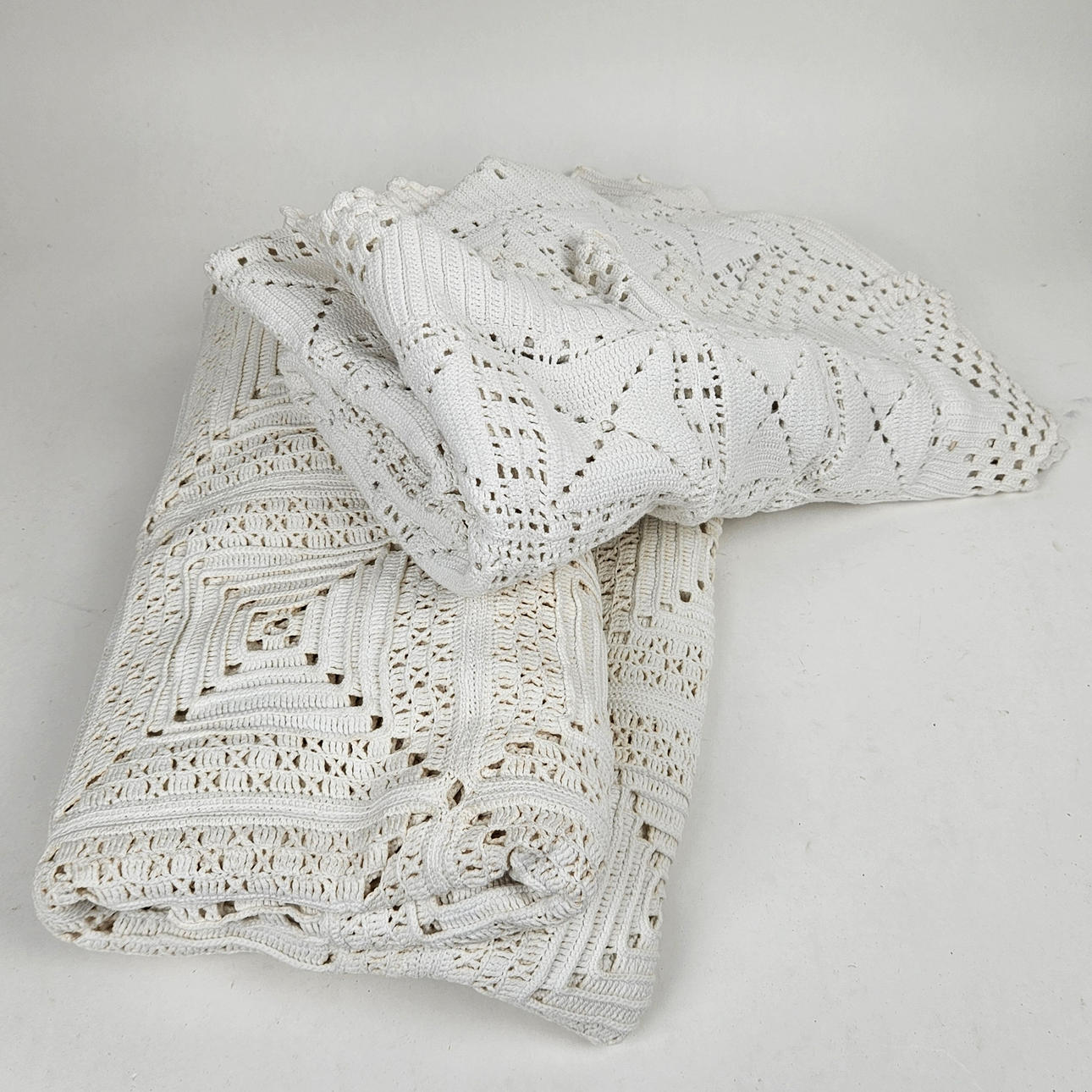 Two crocheted bedspreads, 20th century.