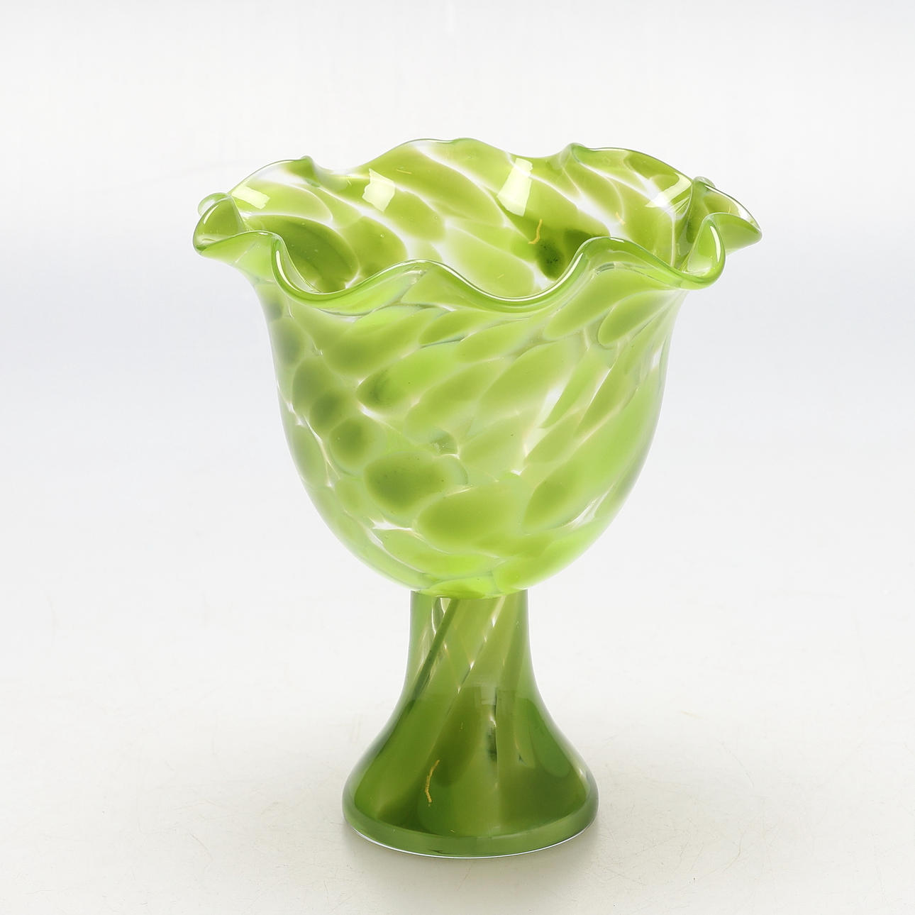 Vase, on foot, blown glass.