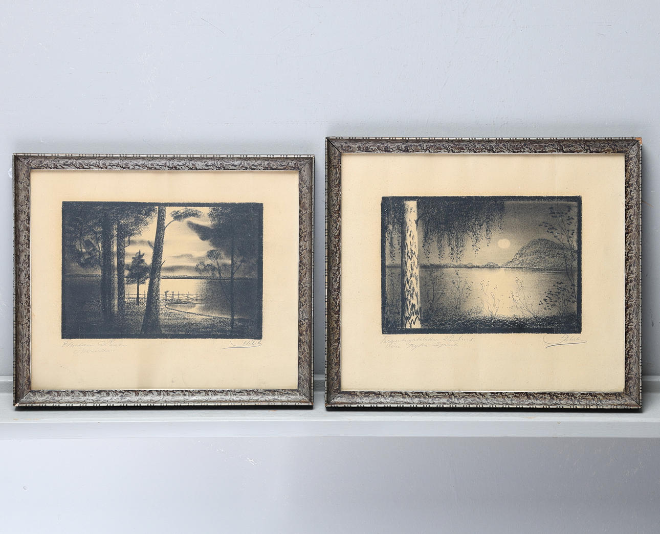 OIDENTIFIERAD KONSTNÄR. Graphic sheets, a pair, signed.