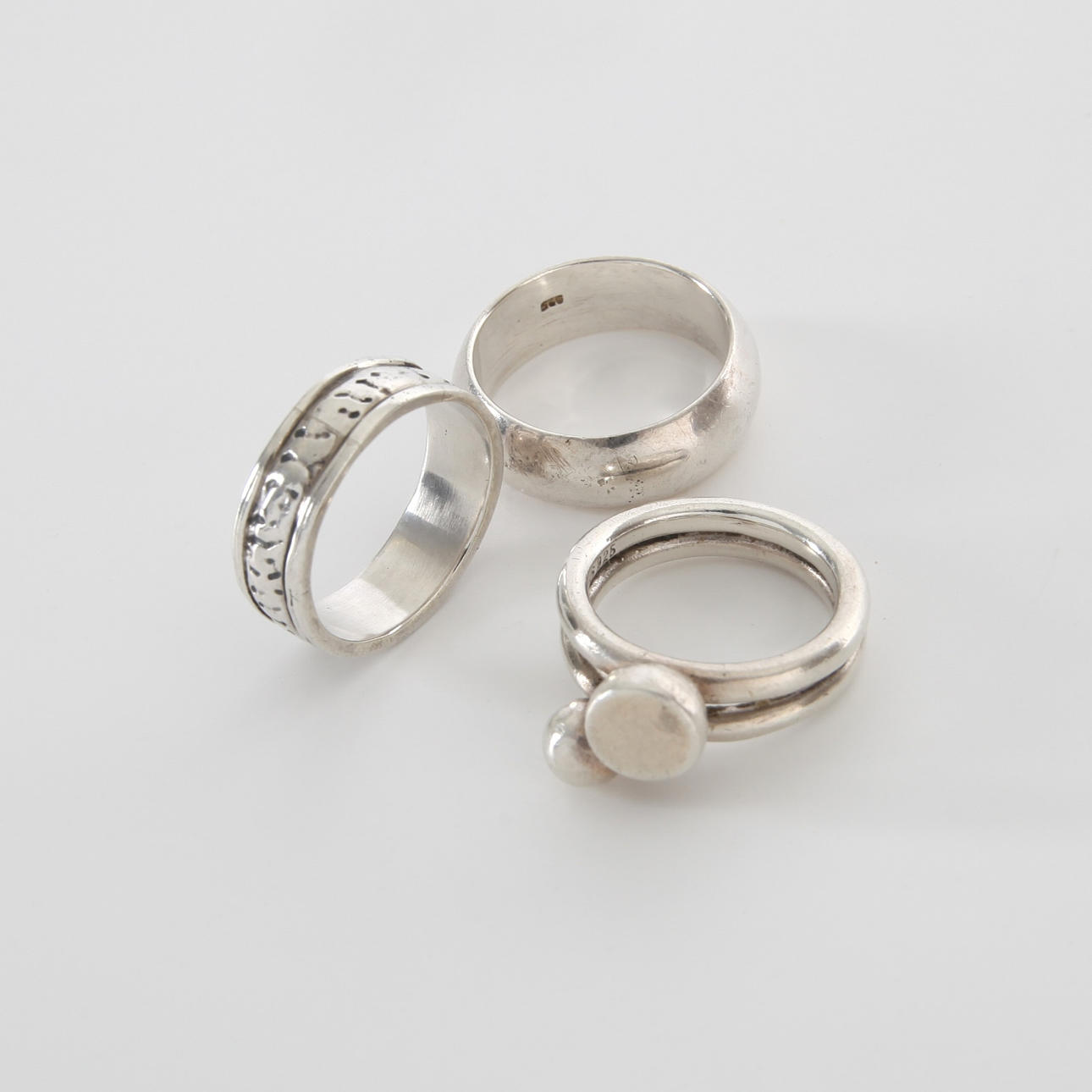 RINGS, 3 pcs, Sterling Silver.