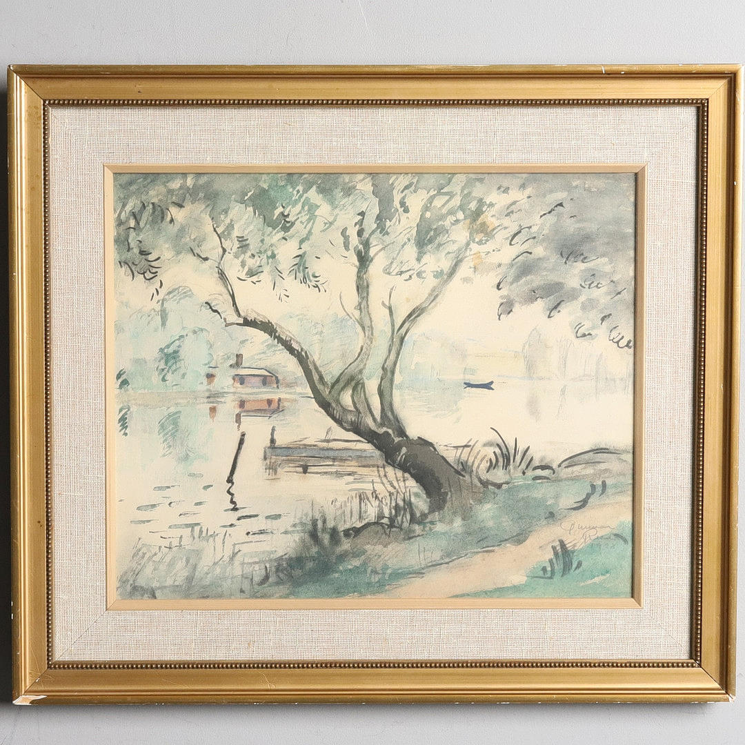 GUNNAR RUDA. Mixed media on panel, Landscape motifs, signed and dated -1928.