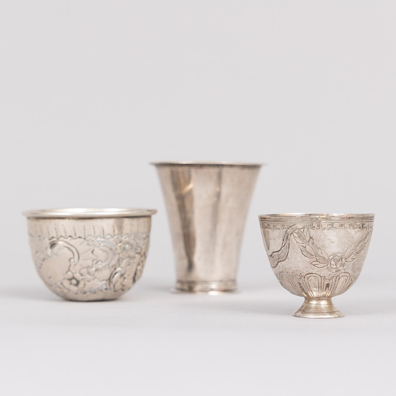 BÄGARE, 3 st, silver 17/1800-tal.