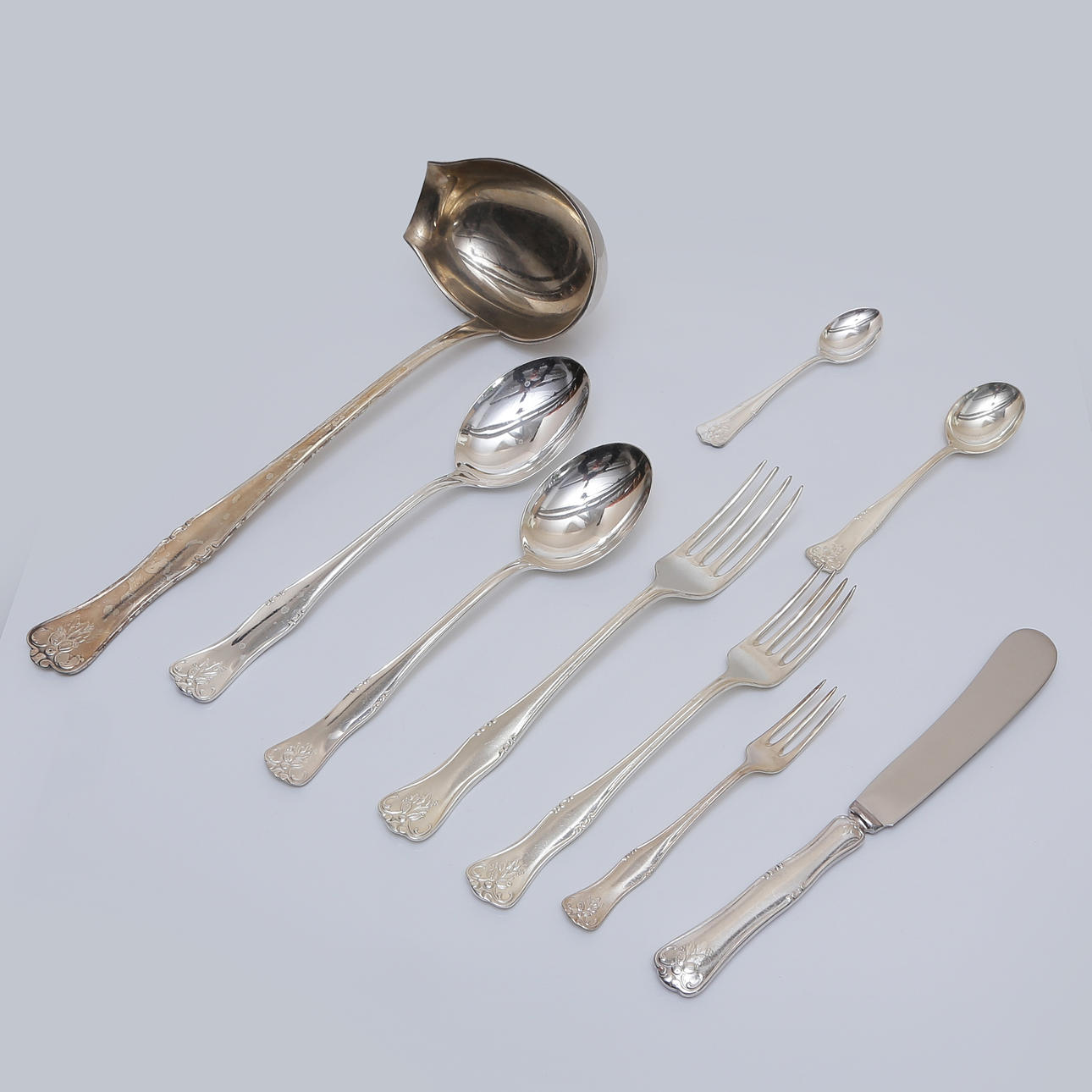 CUTLERY, 81 PIECES, NICKEL SILVER.