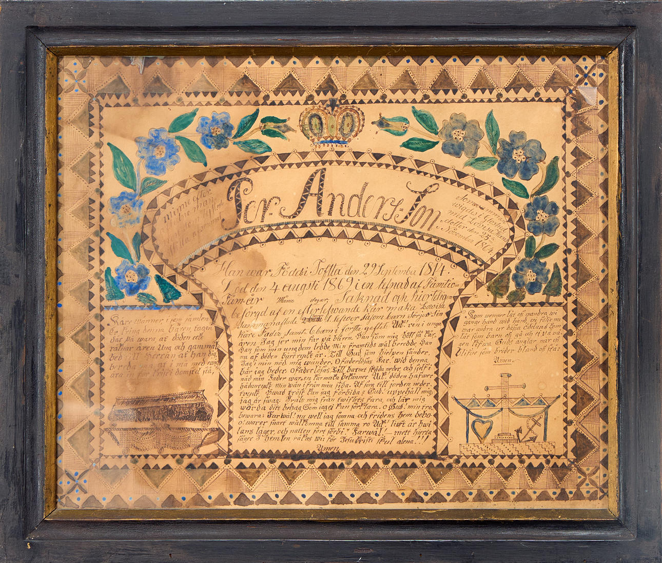 Funerary plaque/memorial tablet, dated 1869.