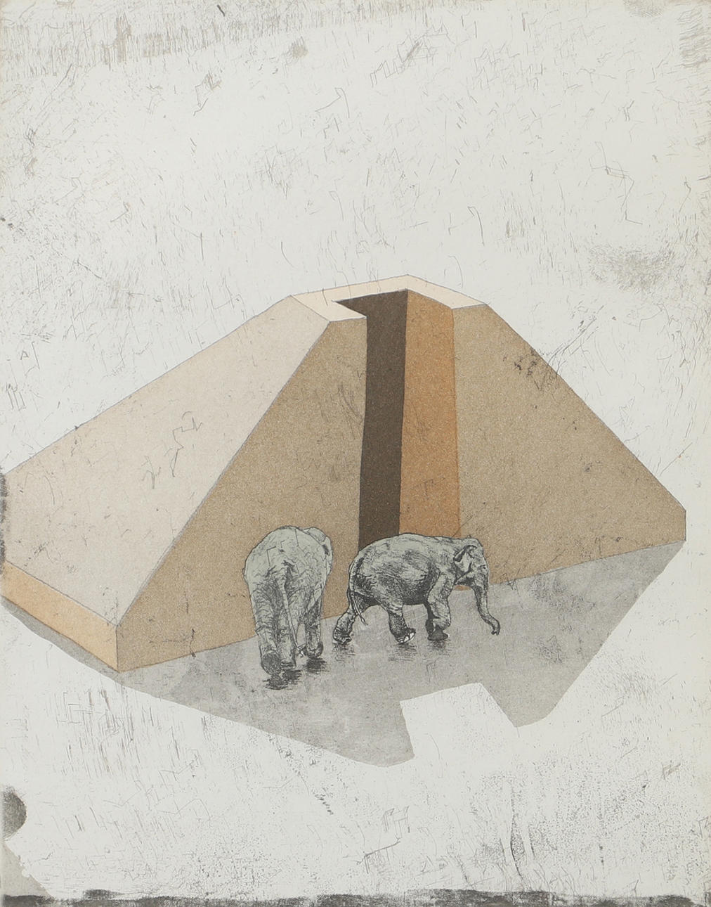 JAN DAHLGREN. "Elephant walk I", etsning, signerad.