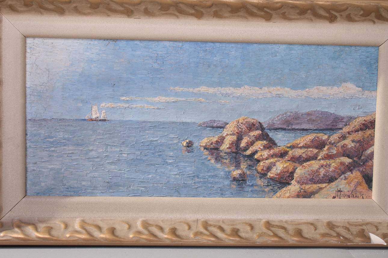 OIDENTIFIERAD KONSTNÄR. Olja på pannå, signerad, J.Holmbäck.