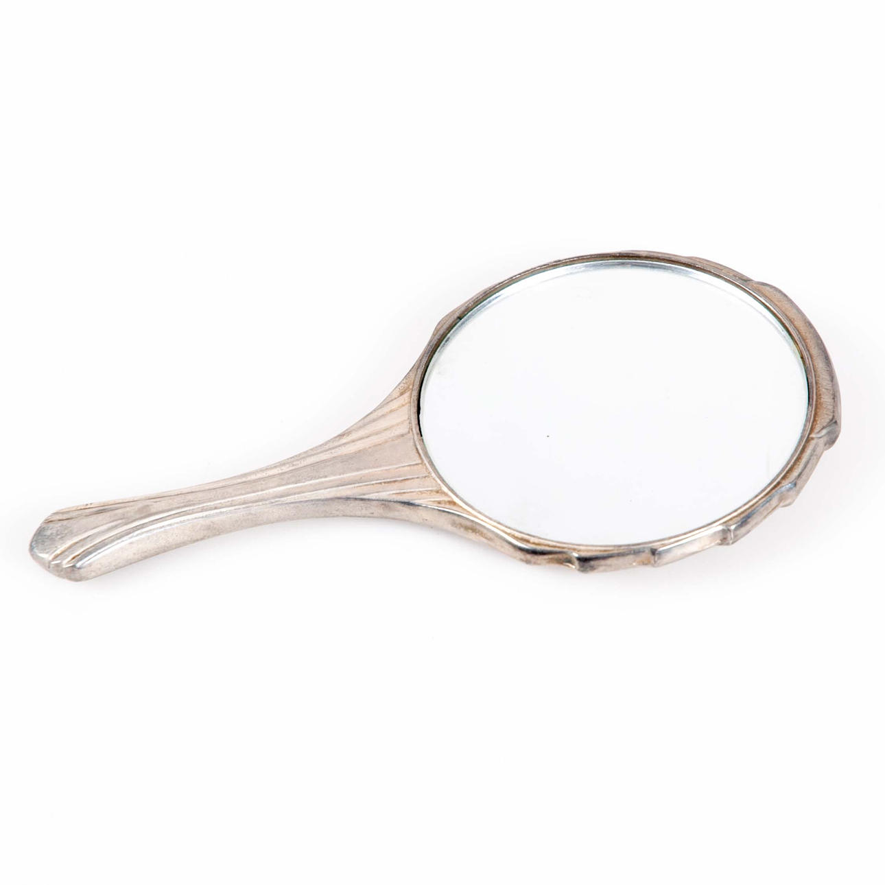 MIRROR. Art Deco, hand mirror, white metal.