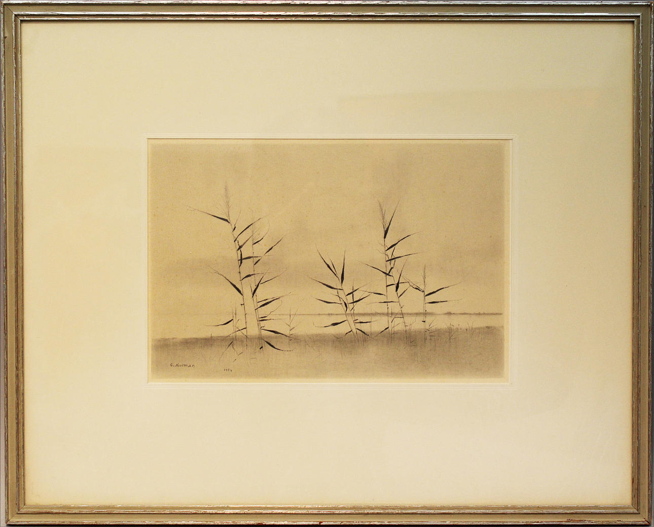 GUNNAR NORRMAN. Lommabukten. Blyertsteckning. Signerad G Norrman och daterad 1954.