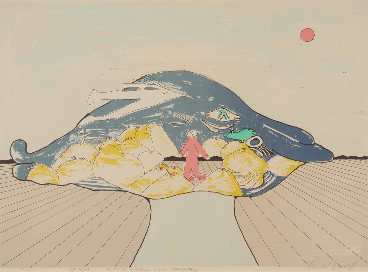 MICHEL DJANAIEFF. Lithograph in colours, signed.