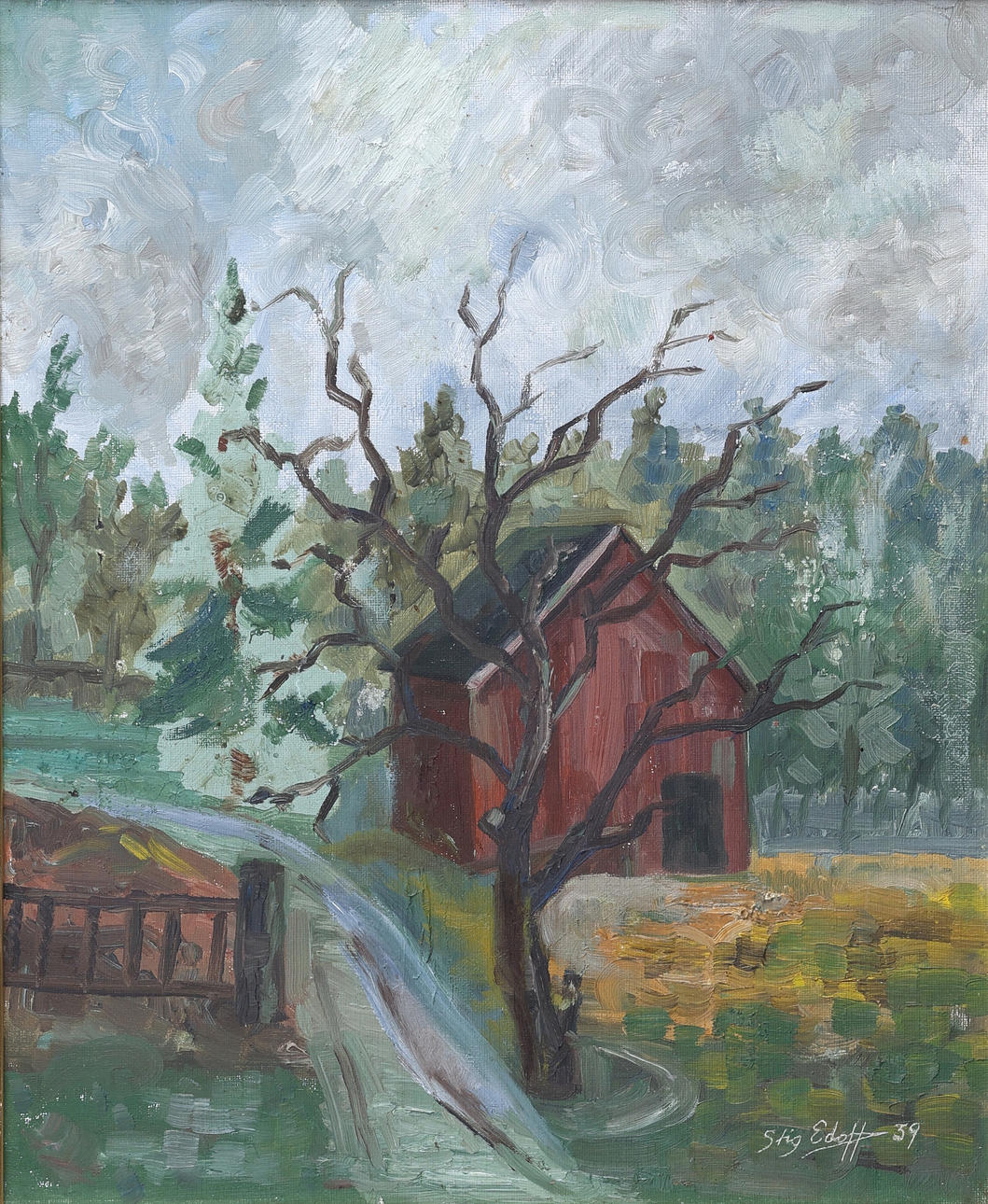 STIG EDOFF. Oil on panel, signed and dated 39.