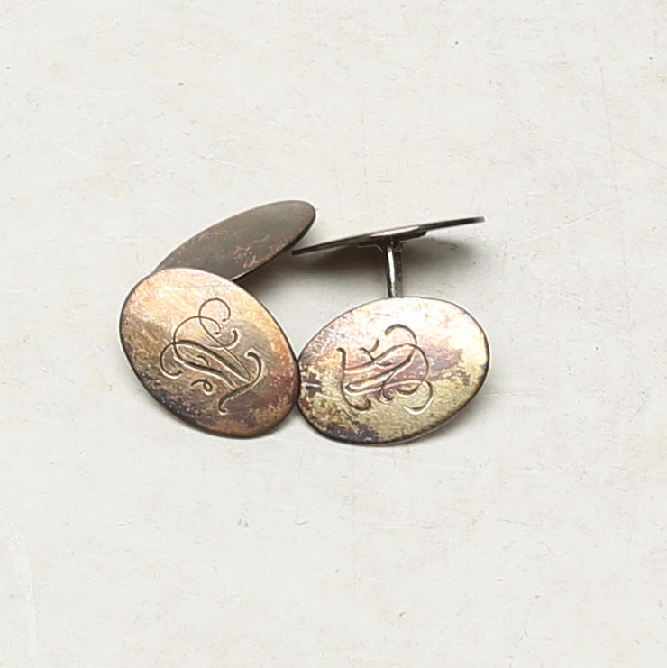 Cufflinks, 1 pair, silver.