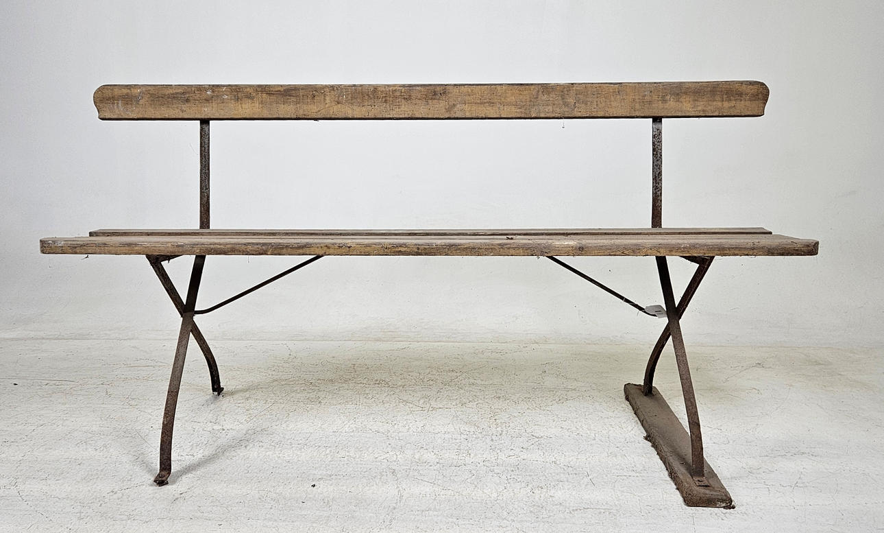 A 20th-century garden bench.