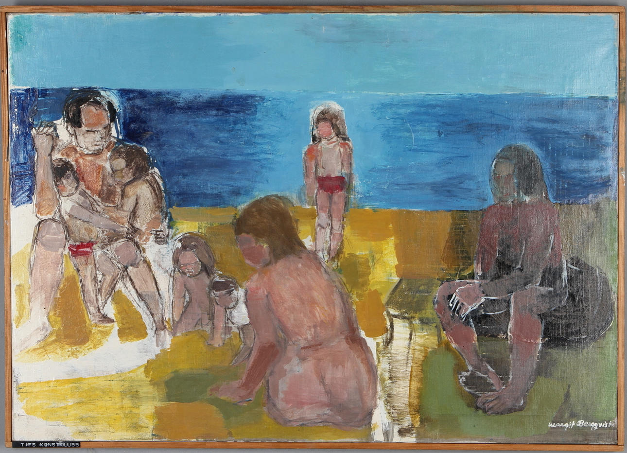 MARGIT BERGQVIST. "Efter badet", blandteknik, signerad.