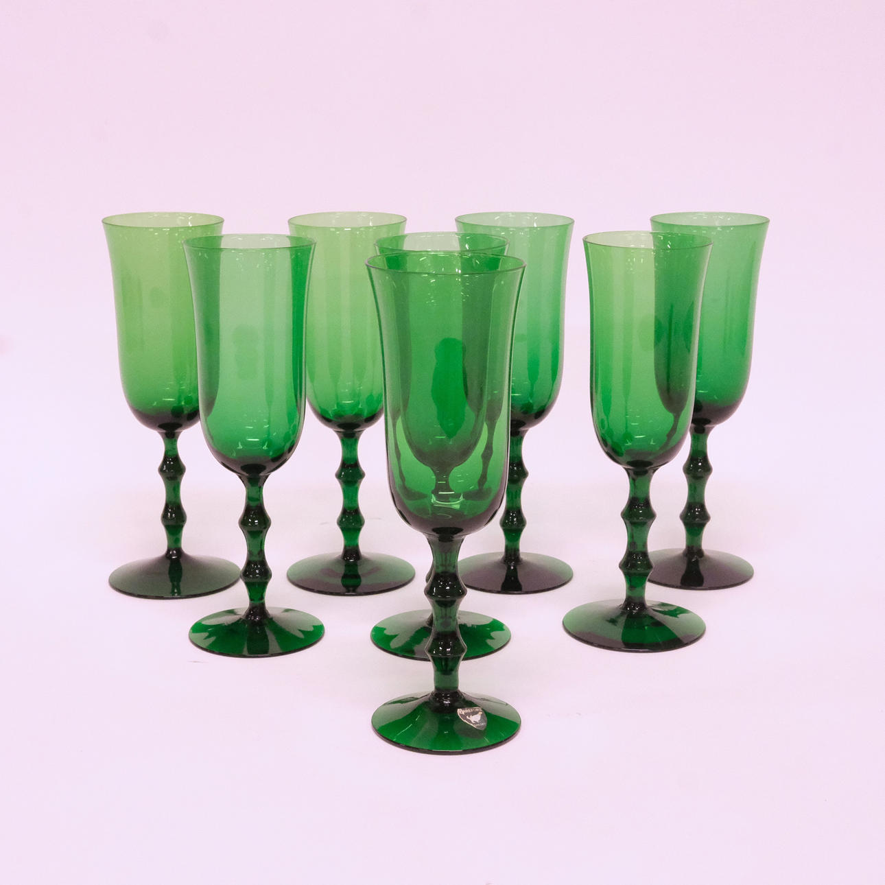 SIMON GATE. CHAMPAGNEGLAS, "SALUT", ORREFORS, ÅTTA STYCKEN.