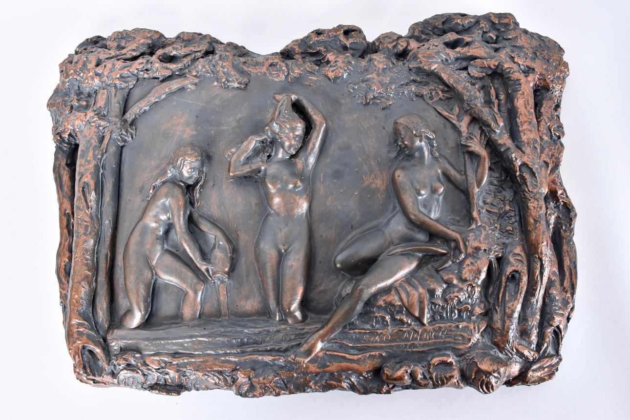 GINO MANCA. Väggrelief, bemålad betong.