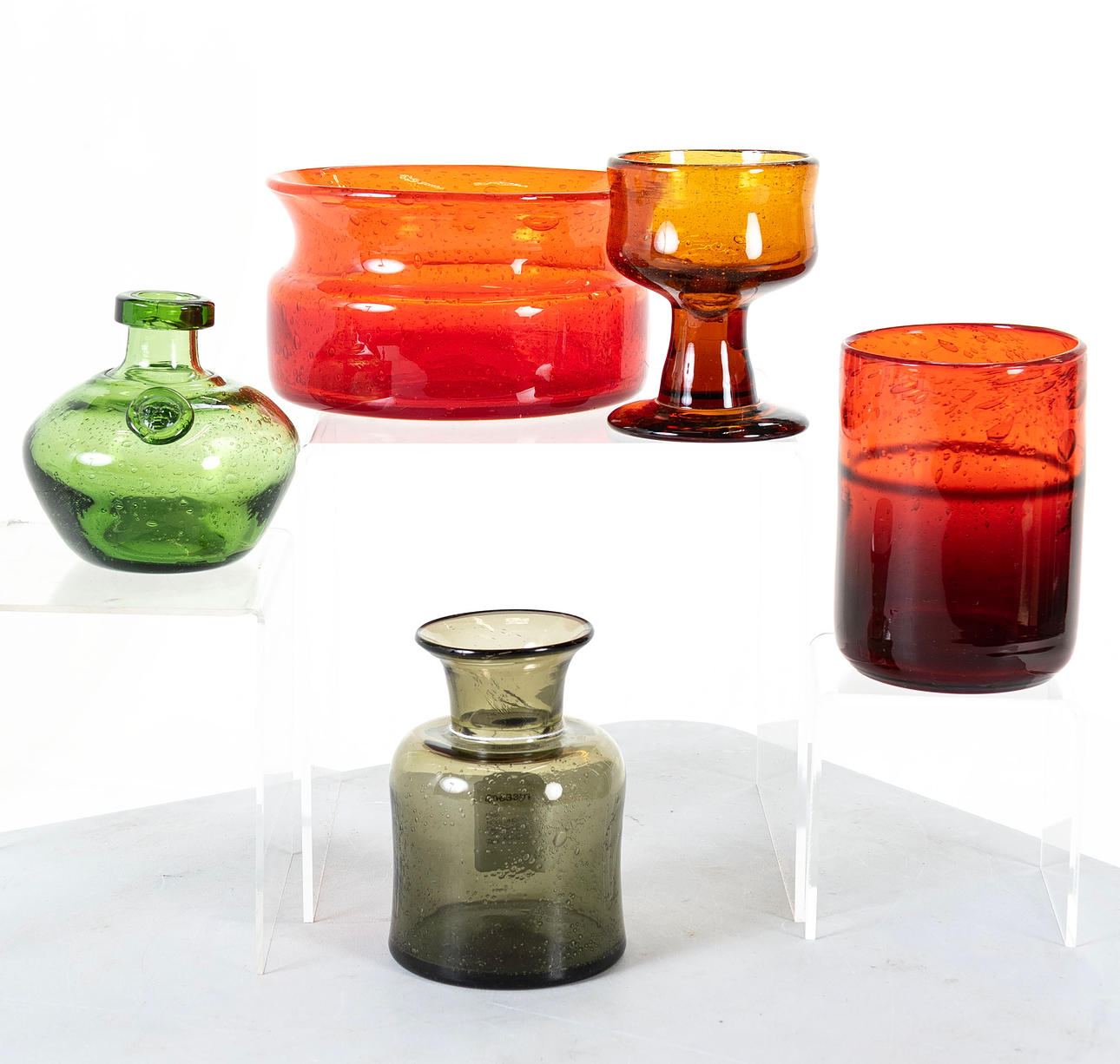 ERIK HÖGLUND. Glass objects, 5 pieces, Kosta.
