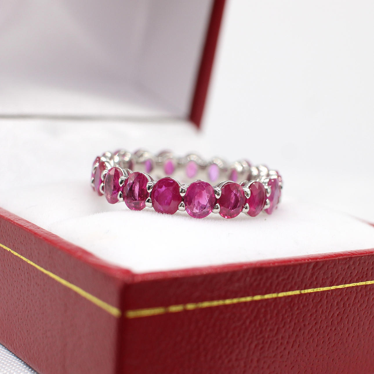 PLATINUM & RUBY FULL ETERNITY RING.