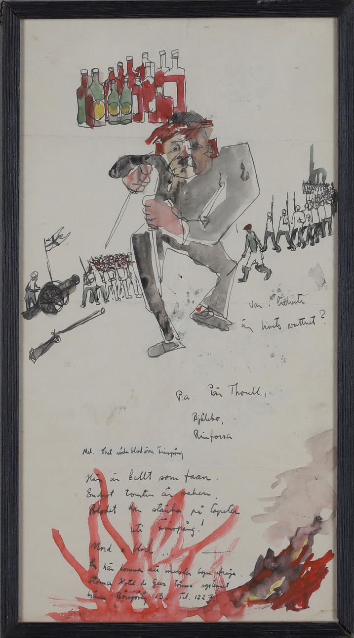 PÄR THORELL. blandteknik, dubbelsidig, delvis signerad.