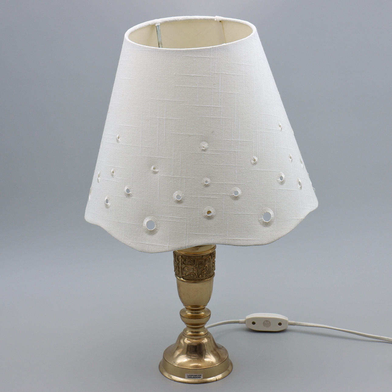 TABLE LAMP, BRASS, TEXTILE SHADE, No34, ABAB.